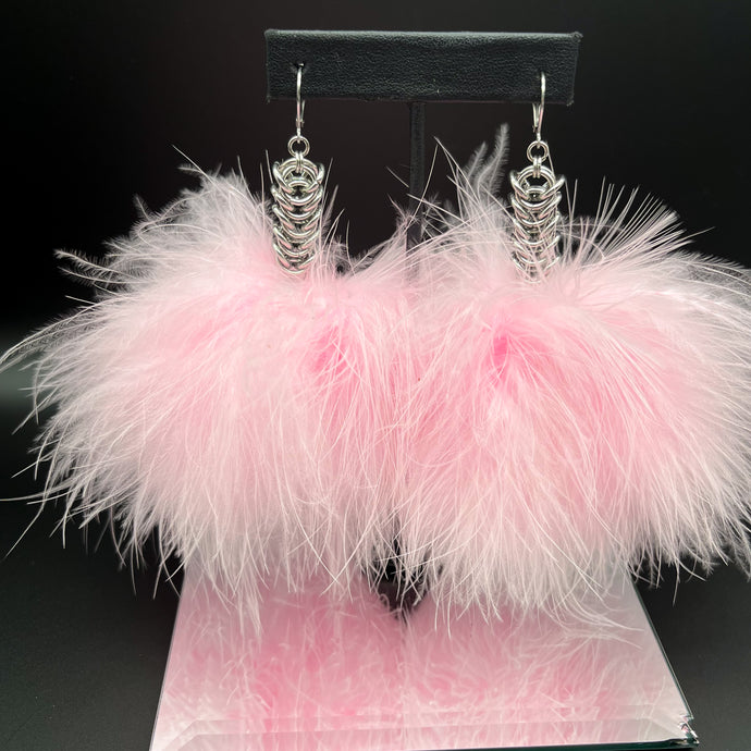 PREORDER PinkFluffy Chain Earrings