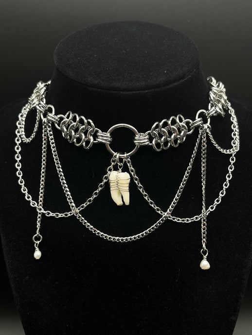 Tooth Necklace With Pearls