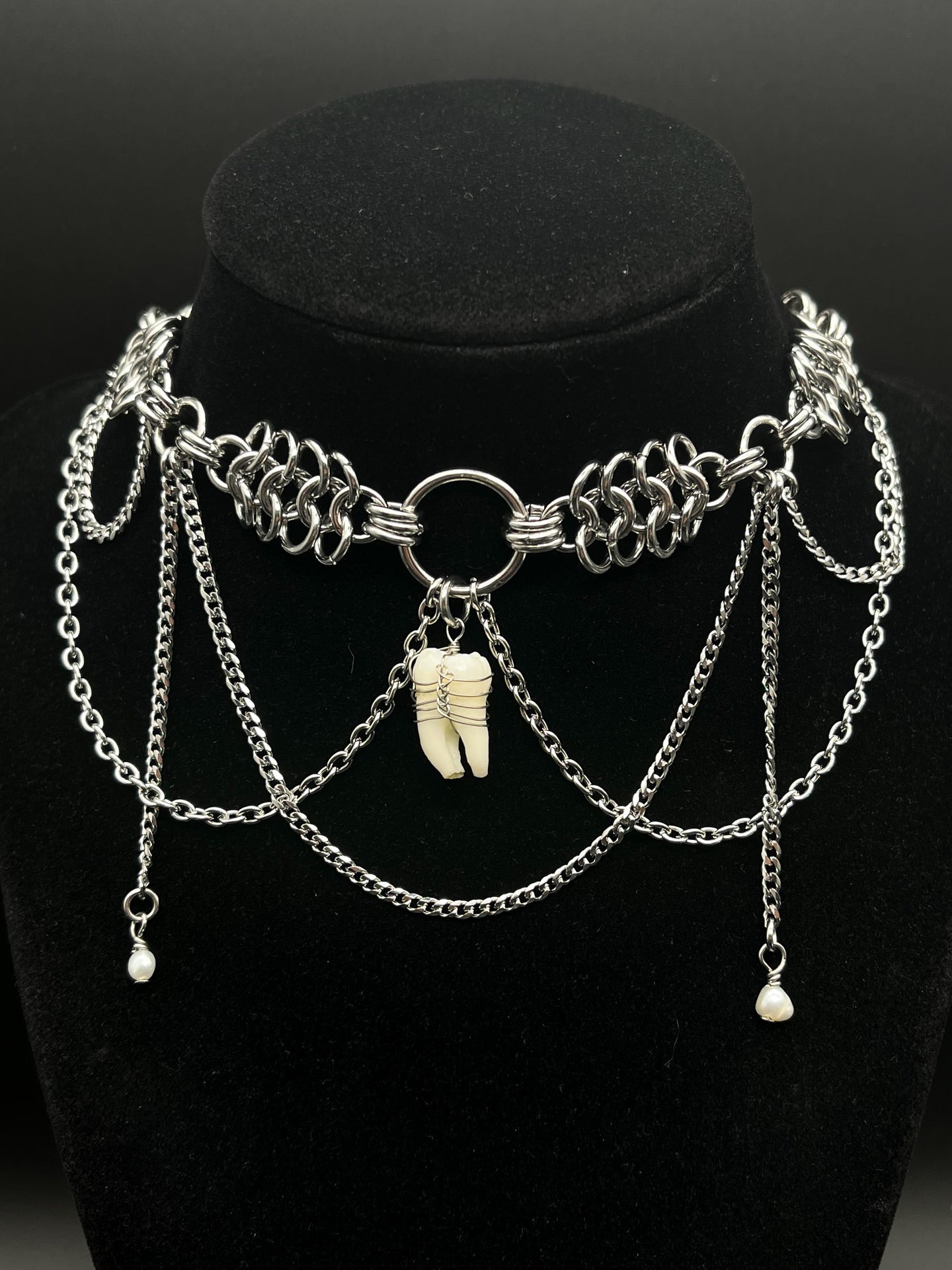 Tooth Necklace With Pearls