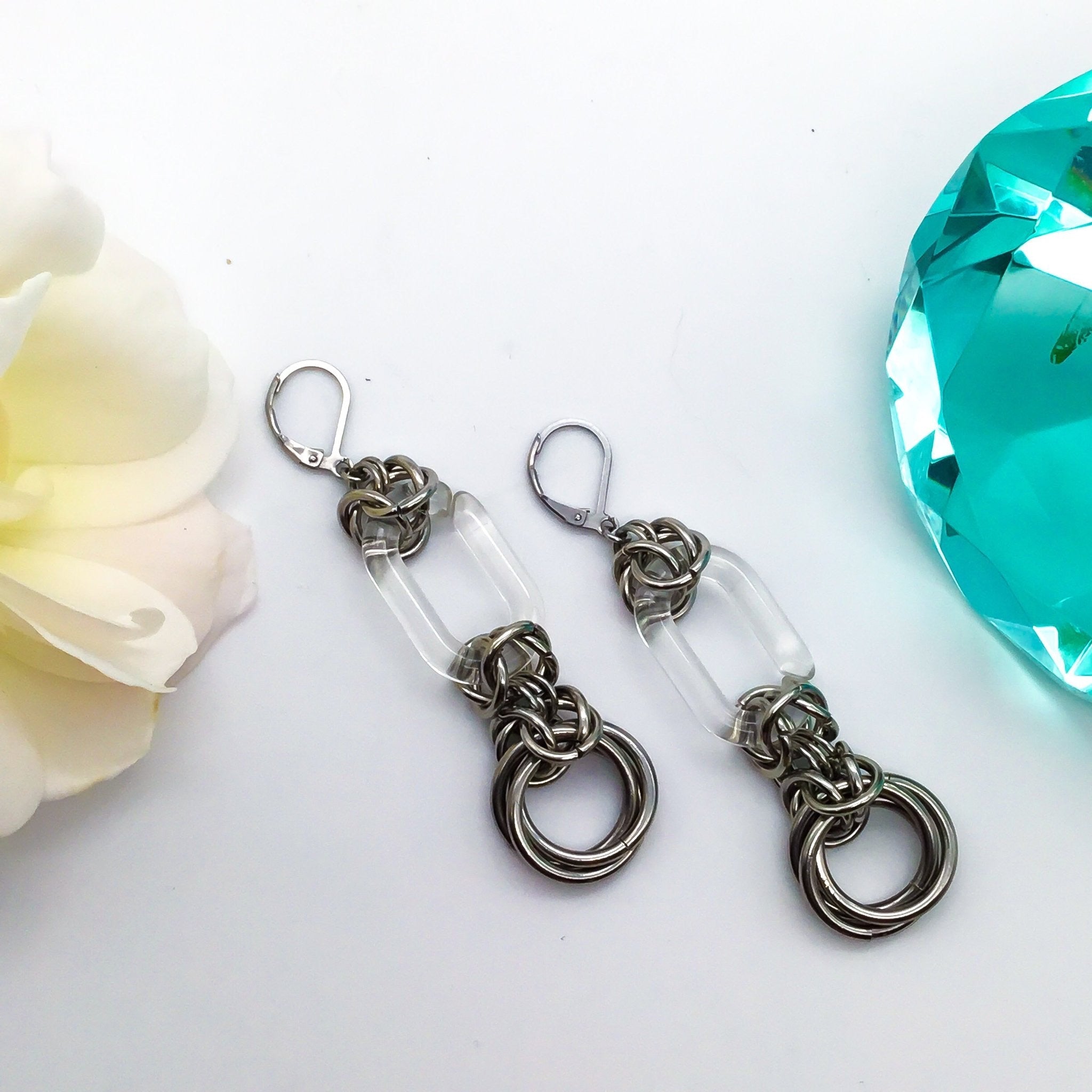 Krystal earrings SHORT Clear/Iridescent