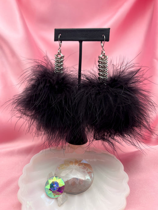 Preorder Black Fluffy Chain Earrings